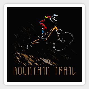 Mountain Bike Rider Downhill Trail Magnet